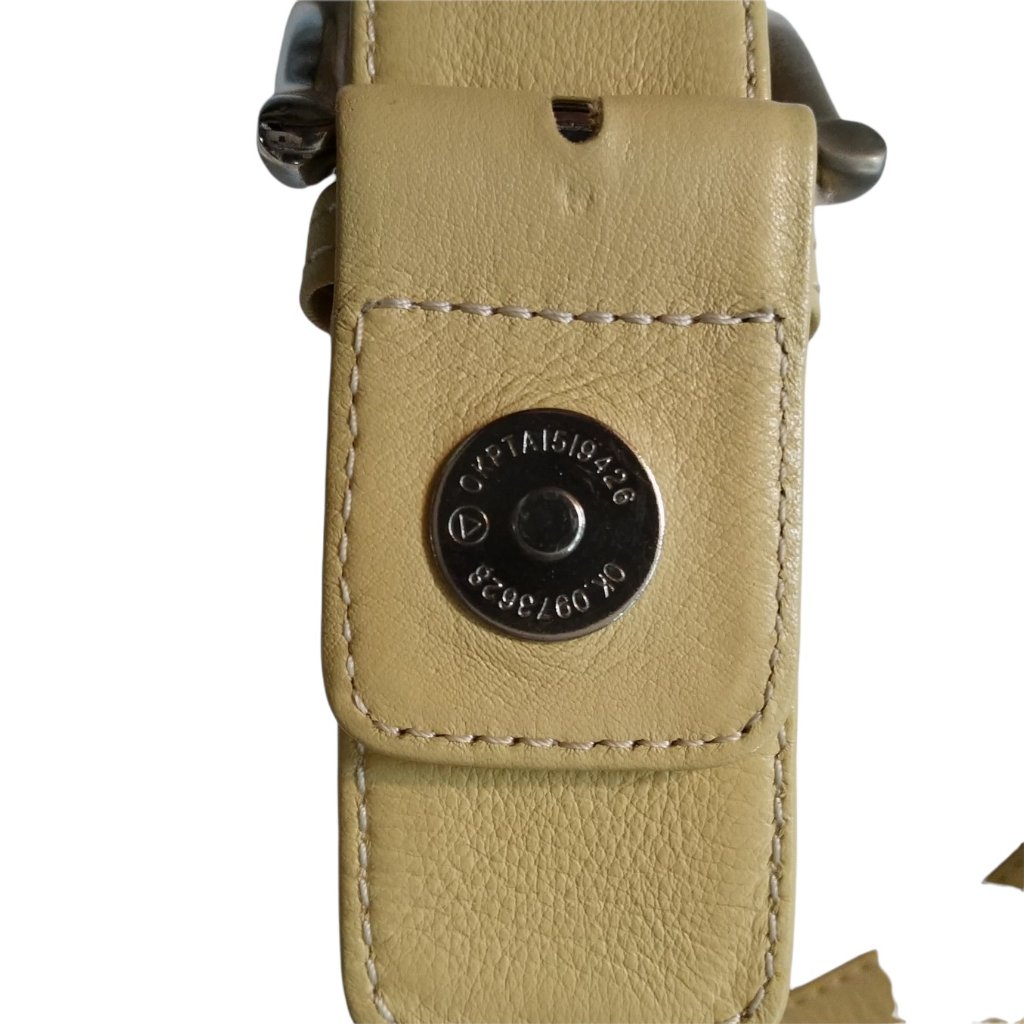 Osgoode Marley Small Shoulder Bag Purse Linen Color Pale Yellow Leather Trim — image 4 of 7